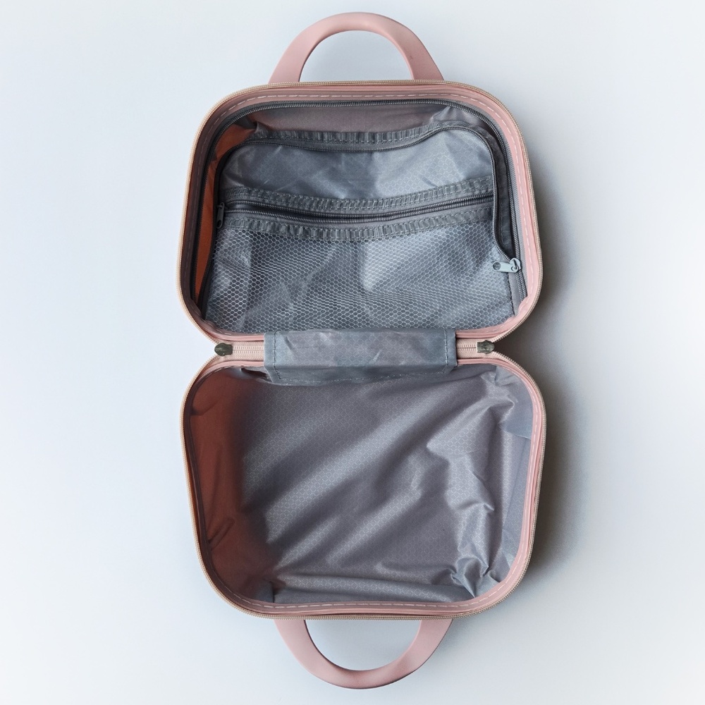 NWOT Living & Home Pink Portable HardShell Handheld Cosmetic Travel Trolley Case - Picture 12 of 15